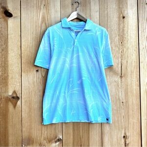 Nat Nast Light Blue Print Polo Shirt Sz Large